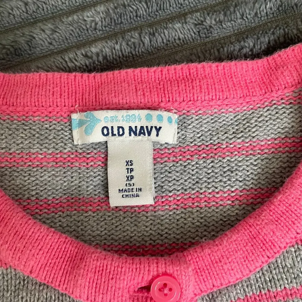 Old Navy Cherokee Girls XS Sweater Bundle Pink Green Button Down Long Sleeve - 2